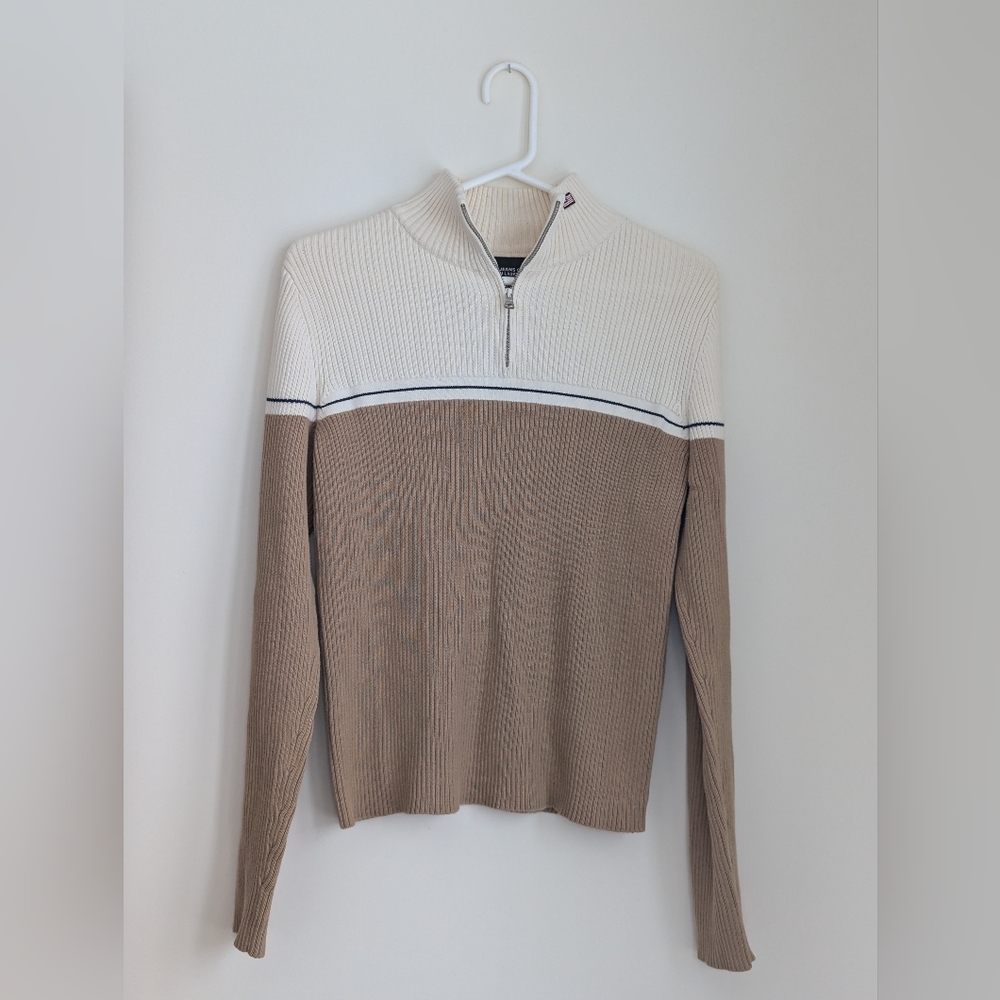 Ralph Lauren Polo Quarter Zip Color Block Striped Sweater